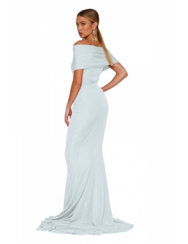 Women Elegant Off-Shoulder Mermaid Wedding Party Gown Dress White
