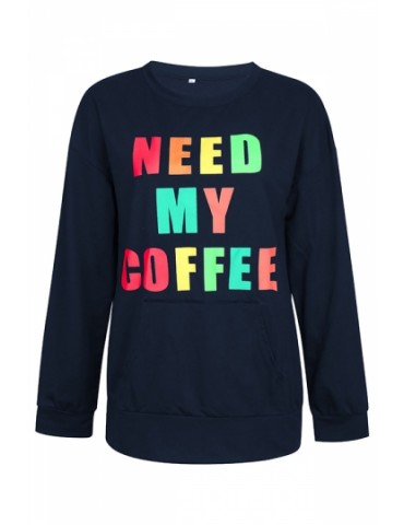 Need My Coffee Sweatshirt Navy Blue