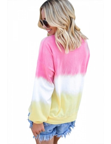 Plus Size Long Sleeve Ombre Sweatshirt Pink