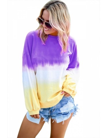 Plus Drop Shoulder Ombre Sweatshirt Purple