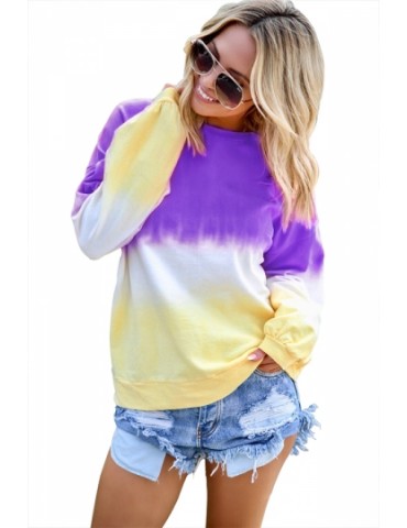 Plus Drop Shoulder Ombre Sweatshirt Purple