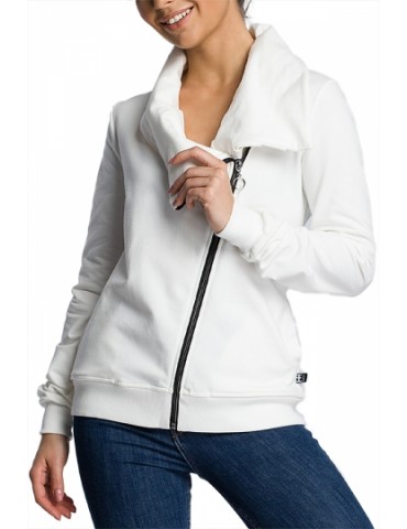 Plus Size Solid Sweatshirt With Pocket White