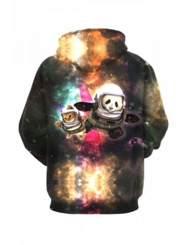 Womens Astronaut Pals 3D Printed Pullover Hoodie Brown