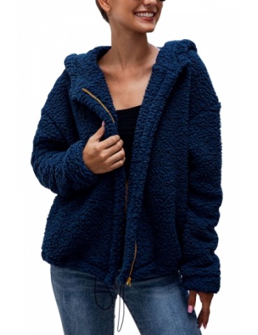 Solid Sherpa Jacket For Women Sapphire Blue