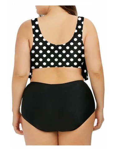 Plus Size Ruffle Polka Dot High Waisted Bikini Set