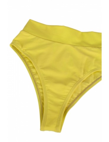 Womens Sexy Plain Bandeau Top&High Waist Bottom Bikini Set Yellow