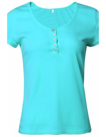 Womens Sexy Plain Plunging Neckline Short Sleeve T Shirt Blue