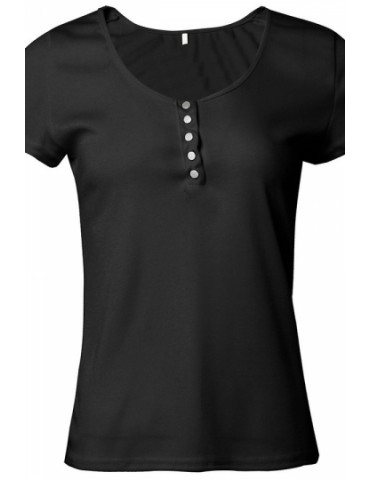 Womens Sexy Plain Plunging Neckline Short Sleeve T Shirt Black