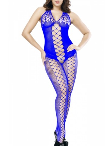Sexy Halter Cut Out Bodystocking Blue