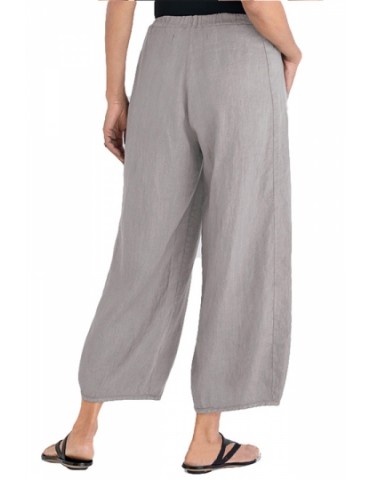 Plus Size Linen Wide Straight Pants Gray