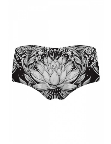 Trendy Floral Print Elastic Waist Underwear Shorts Black