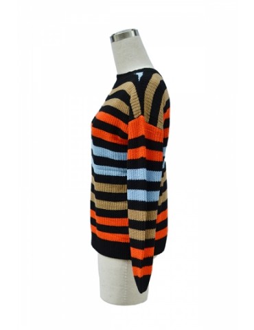 Drop Shoulder Striped Sweater Black