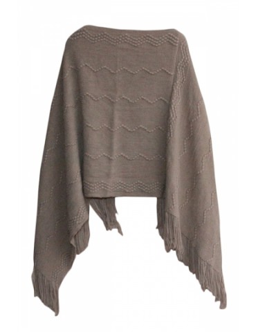 Ladies Tassel Batwing Cape Pullover Sweater Khaki
