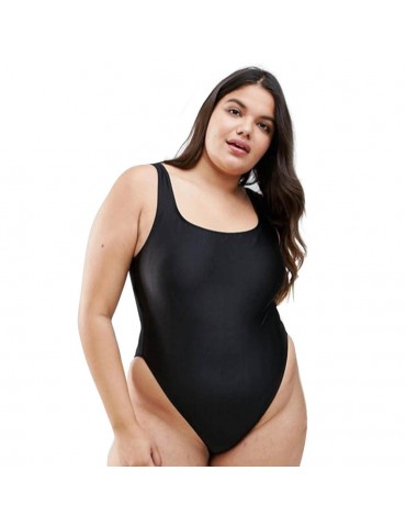 Sexy Women Plus Size One Piece Swimsuit Leaf Print High Leg Padded Cup Beachwear Swimwear