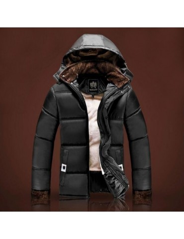 Winter Outdoor Mens Warm Hooded Jacket with Plush Lined