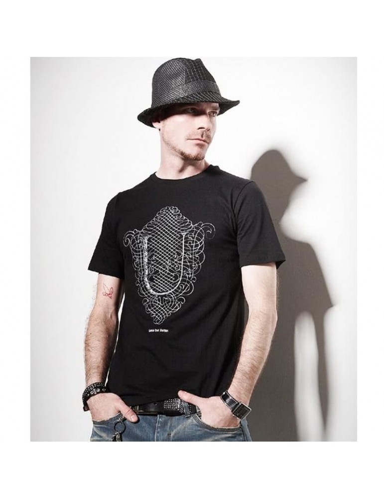 2013 Summer Casual Men's T-shirt O-neck T Shirt Print Short Sleeves Tshirt Tee Black