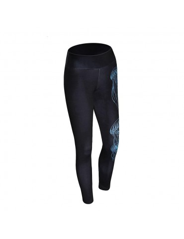 CK2246 Women Jellyfish Pattern Yoga Pants High-waist Leggings Size L - Black