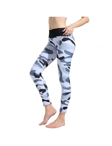 CK2231 Women Camouflage Yoga Pants High Waist Leggings Size L - White