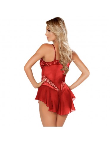 Women Sexy Fashion Lingerie Sexy Underwear Pajamas Pleated Skirt Lace Nightdress Size S-Red