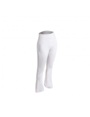 CK2218 Women Sports Fitness Yoga Pants Dance Practice Micro Horn Trousers Size M - White