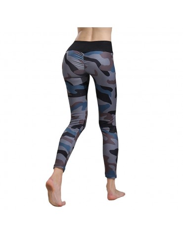 CK2231 Women Camouflage Yoga Pants High Waist Leggings Size S - Dark Gray