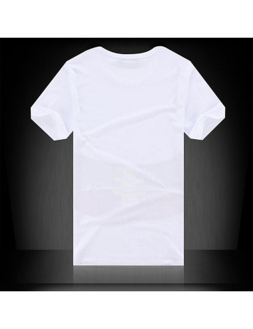 YJ01 Men 3D Printed T-shirt Short Sleeve Round Neck Tops Size M - White