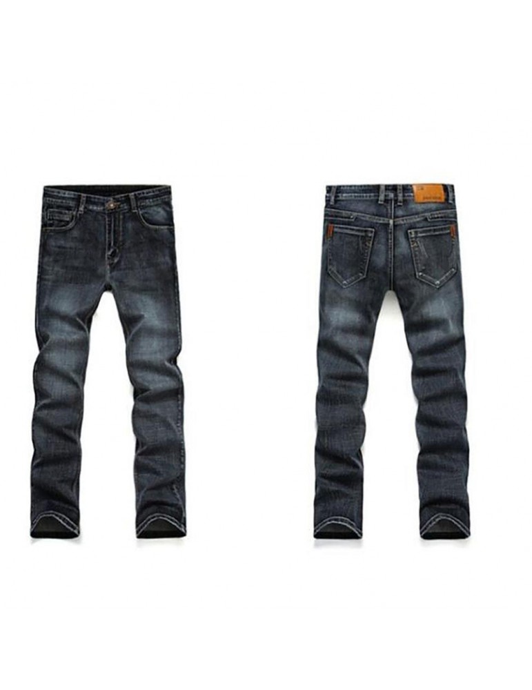 TL86 Men Elastic Jeans Straight Slim Long Pants Size 32 - Black