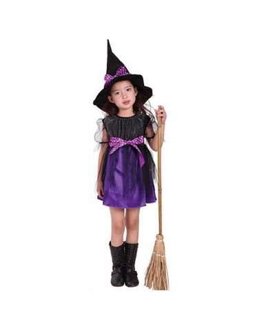 Halloween Costume Party Girls Cosplay Costume Dress Children's Dress Smock 130cm - Purple